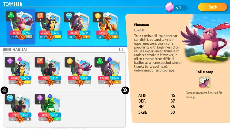 Скриншот Beasties - Monster Trainer Puzzle RPG — 3