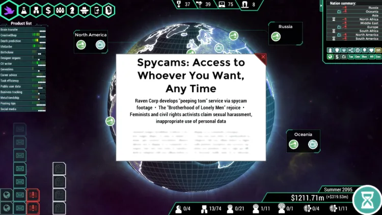 Скриншот Spinnortality | cyberpunk management sim — 5