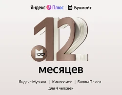 Подписка Яндекс Плюс с опцией Букмейт на 12 месяцев