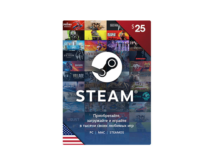 Карта оплаты Steam 25 USD USA [Цифровая версия]