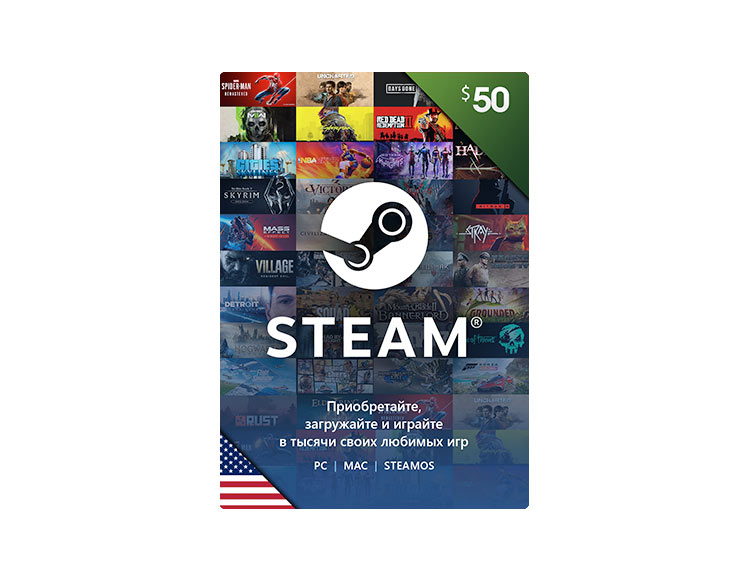 Карта оплаты Steam 50 USD USA [Цифровая версия]